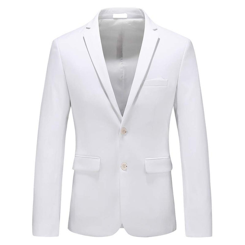 UNINUKOO Mens Blazer Jacket Casual 2 Buttons Suit Jacket Single Breasted Sport Coats Modern Wedding Tux Blazer US Size 42 White - Image 1